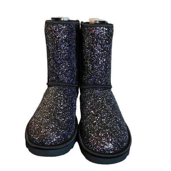 UGG Classic Short Cosmos Boots Size 5 Black With Purple Glitter Sparkle 1105390 - Picture 2 of 7